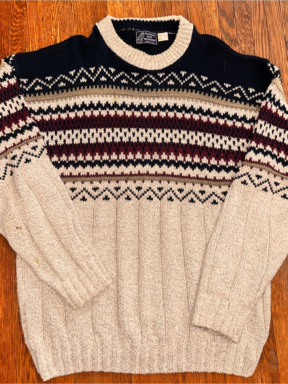 Vintage 90’s Peconic Bay Traders Men’s Large Cotton Knit Sweater Made In USA
